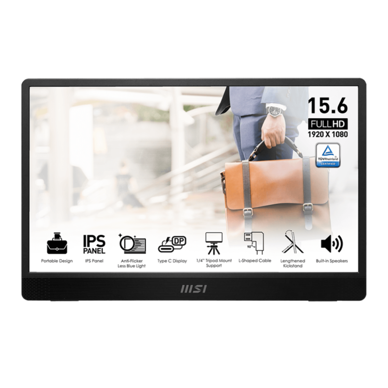 MSI PRO MP161 E2 15.6 Inch Full HD Portable Monitor IPS Panel, 60Hz Eye-Friendly Screen (PC, Laptop, Mobile)