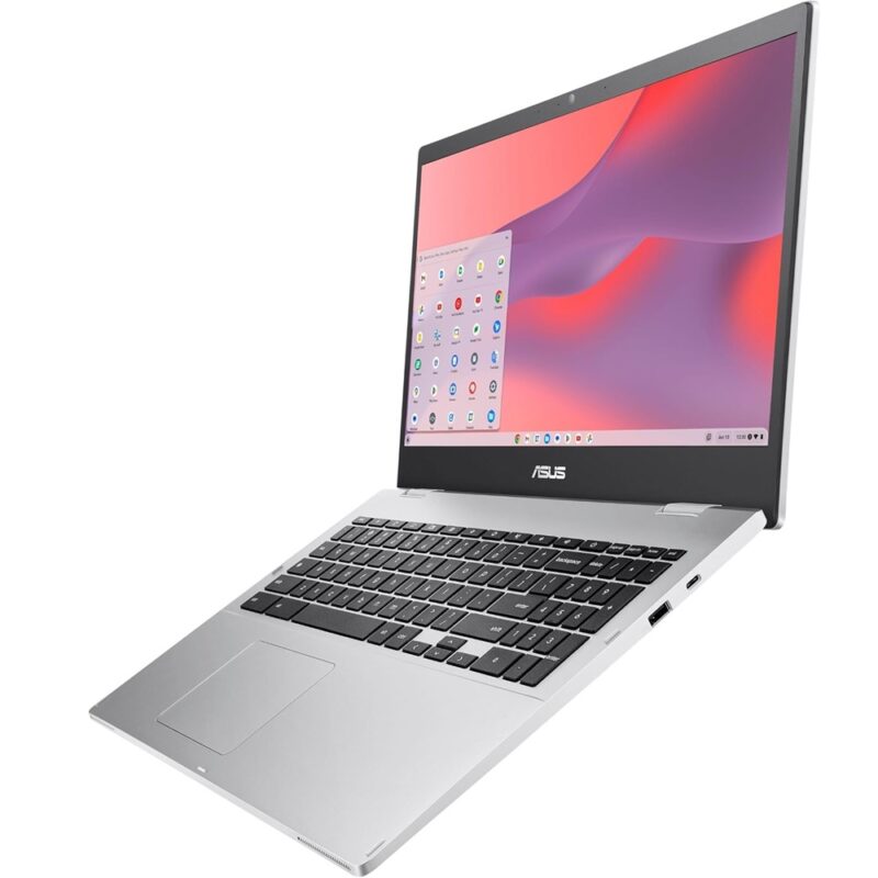 ASUS Chromebook CX1 15.6" FHD NanoEdge Display Intel Celeron N4500 64GB eMMC Storage 8GB RAM ChomeOS Transparent Silver