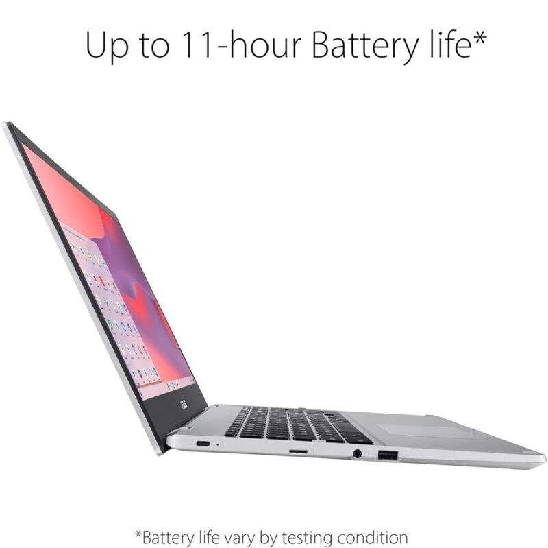 ASUS Chromebook CX1 15.6" FHD NanoEdge Display Intel Celeron N4500 64GB eMMC Storage 8GB RAM ChomeOS Transparent Silver - Image 5