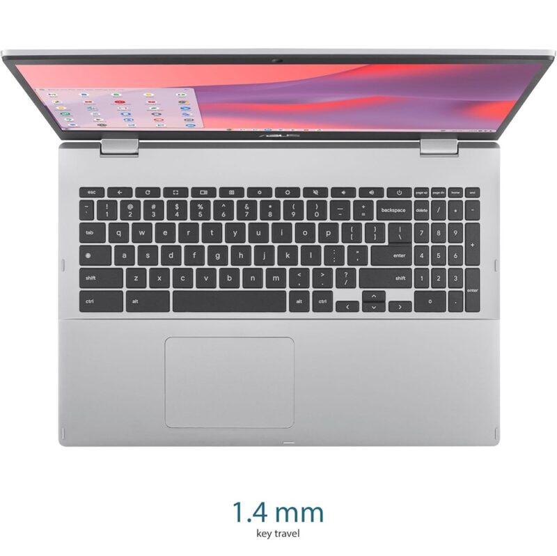 ASUS Chromebook CX1 15.6" FHD NanoEdge Display Intel Celeron N4500 64GB eMMC Storage 8GB RAM ChomeOS Transparent Silver - Image 3