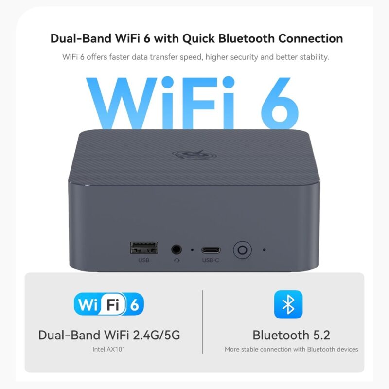 Beelink EQi12 i5-12450H 32GB DDR5-5200 1TB M.2 SSD Intel UHD Graphics 2x HDMI 2x RJ45 Gigabit Wi-Fi 6 Bluetooth 5.2 Mini PC - 3 Year Warranty - Image 5