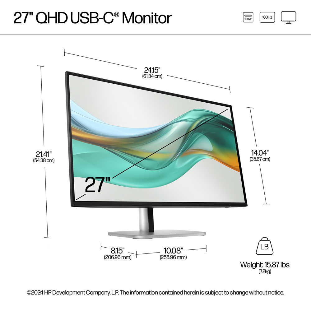 HP Series 5 Pro 527pu 27″ QHD USB‑C Monitor – IPS, 100Hz, 2560x1440, 100W Power Delivery Ex DEMO -1 YEAR WARRANTY - Image 4