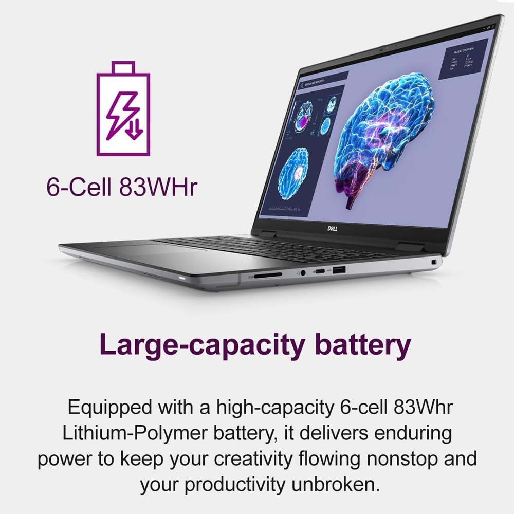 Dell Precision 7680 i9 13950HX 36MB Cache Up to 5.5Ghz 24 Cores 64GB DDR5 512GB NVMe 16-Inch FHD+ W11 Pro - Image 2