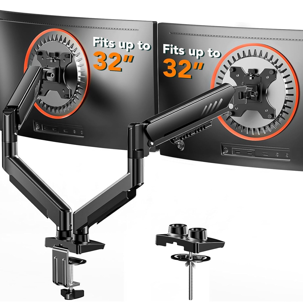 ErGear Vertical Dual Monitor Arms Stacked Monitor Stand for 13-33″ Screens Up to 9 kg  VESA 75/100mm
