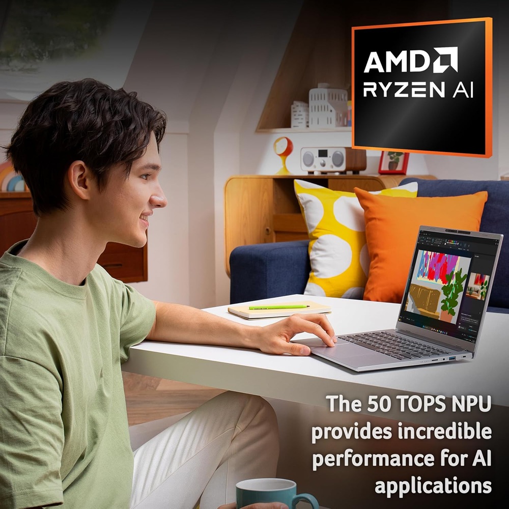 Acer Aspire 14 AI A14-61M-R23B 14-Inch Copilot+ PC Notebook WUXGA AMD Ryzen 7 350 16GB DDR5 1TB NVMe SSD Silver - Image 4