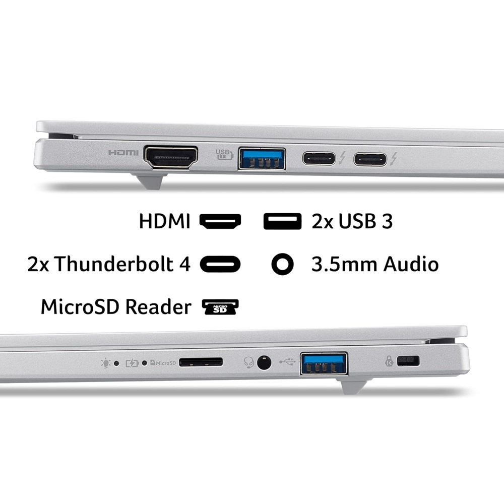 Acer Aspire 14 AI A14-61M-R23B 14-Inch Copilot+ PC Notebook WUXGA AMD Ryzen 7 350 16GB DDR5 1TB NVMe SSD Silver - Image 3